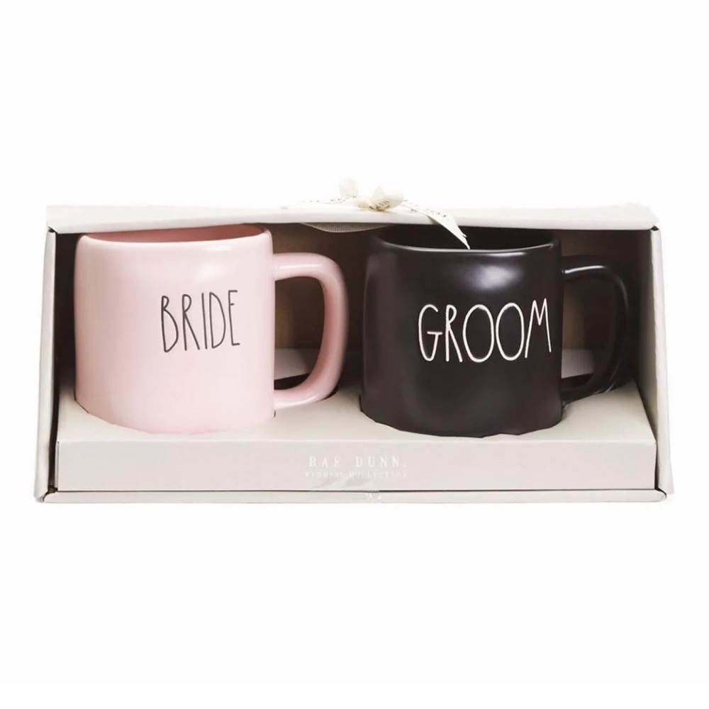 Rae Dunn Artisan Collection by Magenta BRIDE and GROOM Mug Set NEW!!